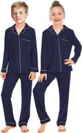 👚 veseacky unisex girls boys pajamas: long sleeve button-down sleepwear set for 5-14 years logo