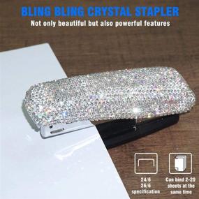 img 1 attached to 💎 Bling Bling Crystal Luxury Handmade Diamond Office Stationery Kit for Fashion Girls Women - White Square Design