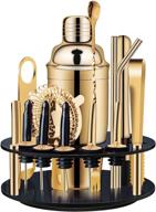 🍸 stainless steel 18-piece gold cocktail shaker set with rotating stand - x-cosrack bar tools for drink mixing - professional bartender kit for home bars and parties logo