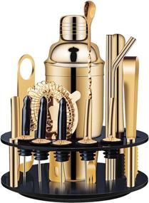 img 4 attached to 🍸 Stainless Steel 18-Piece Gold Cocktail Shaker Set with Rotating Stand - X-cosrack Bar Tools for Drink Mixing - Professional Bartender Kit for Home Bars and Parties