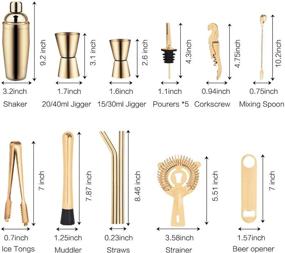 img 3 attached to 🍸 Stainless Steel 18-Piece Gold Cocktail Shaker Set with Rotating Stand - X-cosrack Bar Tools for Drink Mixing - Professional Bartender Kit for Home Bars and Parties