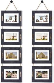 img 4 attached to 🖼️ DLQuarts Collage Hanging Picture Frame Set - 4 Frames, 5x7 - Rustic Solid Wood Photo Frames - Weathered Black - Pack of 2