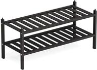 👠 qompaxs 2-tier shoe rack for entryway, closet, bathroom, hallway, living room - premium organizer shelf for shoes in black логотип