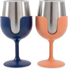 img 3 attached to 🍷 Camco 51917 Life is Better at The Campsite Wine Tumbler Set, 8 oz, Navy and Peach - Ideal for Camping, Tailgating, and Parties - Insulated for Optimal Beverage Temperature