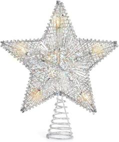 img 3 attached to 🌟 Luxspire Christmas Star Tree Topper: 9-Inch LED Lighted Silver Star for Stunning Holiday Tree Decoration