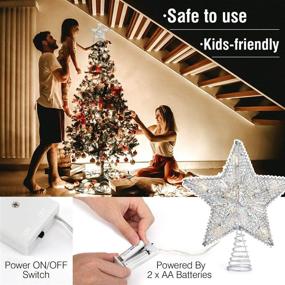 img 1 attached to 🌟 Luxspire Christmas Star Tree Topper: 9-Inch LED Lighted Silver Star for Stunning Holiday Tree Decoration