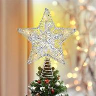 🌟 luxspire christmas star tree topper: 9-inch led lighted silver star for stunning holiday tree decoration logo