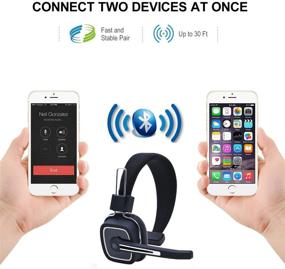 img 3 attached to Беспроводной Bluetooth гарнитура с микрофоном для водителей грузовиков и офисного использования - BT 5.0 гарнитура над головой с дополнительным штатным микрофоном для звонков, коммуникации водителей грузовиков, call-центров, Skype, VoIP.