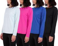 👚 stay comfy and stylish with 4 pack: women's dry-fit tech stretch long-sleeve athletic workout t-shirt (plus size options available) logo