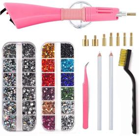 img 4 attached to 💎 Bling Up Your Crafts with the BLINGINBOX Hotfix Applicator: 4000pcs Mix Color Rhinestones, 7 Nozzles, Cleaning Kit, Tweezers & Brush Included!