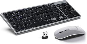 img 4 attached to Ultra-Thin Multi-Device Bluetooth Keyboard and Mouse Combo: Rechargeable 💻 Wireless, Ideal for Windows/Android/Mac OS/iOS, with Silicone Keyboard Cover - Black-Gray