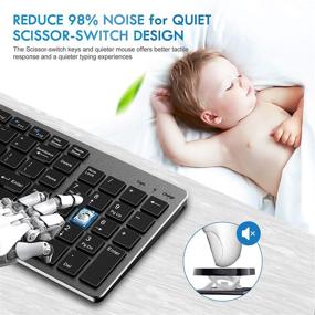 img 1 attached to Ultra-Thin Multi-Device Bluetooth Keyboard and Mouse Combo: Rechargeable 💻 Wireless, Ideal for Windows/Android/Mac OS/iOS, with Silicone Keyboard Cover - Black-Gray