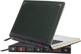 img 2 attached to 📚 MOSISO Чехол для MacBook Air 13 дюймов A1466 A1369 (выпуск 2010-2017) - Кожаный чехол для ноутбука винтажного ретро-стиля с молнией в глубокой изумрудной расцветке