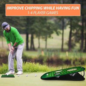 img 2 attached to ⛳️ CLISPEED Foldable Golf Chipping Net - Lightweight Golf Target Net with Cornhole Game Set for Effective Golfing Practice, Training & Sport - Perfect for Home, Outdoor & Indoor Use