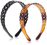 💁 stylish goody women's classics headband, basket weave - pack of 2 for optimal hair control and fashion logo