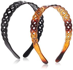 img 1 attached to 💁 Stylish Goody Women's Classics Headband, Basket Weave - Pack of 2 for Optimal Hair Control and Fashion