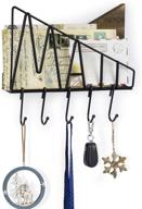 sriwatana wall mount letter mail holder - rustic bill organizer with hanging key holder and removable hooks логотип