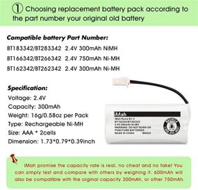 img 2 attached to iMah Ryme B1-3 BT162342 BT262342 2.4V 300mAh Ni-MH Cordless Telephone Batteries - Compatible with AT&T and VTech Handsets - Pack of 4