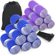 📿 tangobird hair rollers - 24 pack, 2 sizes - jumbo hair curlers for long hair - self grip velcro rollers - heatless hair curlers with travel bag & pins - blue & purple logo