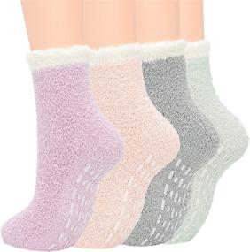 img 4 attached to 🧦 Cozy up this Winter with Women's Fluffy Sleep Socks - Fleece, Fuzzy, Athletic, Warm & Plush!