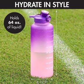 img 1 attached to Primula 64 Ounce Pink Ombre Motivational Time Marker Water Bottle - Leakproof Large Plastic Jug for Fitness, Gym, and Outdoor Sports, with Straw - Ideal for Women and Men