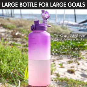 img 3 attached to Primula 64 Ounce Pink Ombre Motivational Time Marker Water Bottle - Leakproof Large Plastic Jug for Fitness, Gym, and Outdoor Sports, with Straw - Ideal for Women and Men