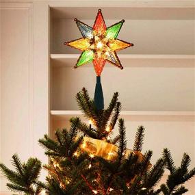 img 2 attached to 🌟 Colorful 8-Point Star Xmas Tree Topper with 10 Incandescent Fairy Mini Lights - Twinkle Star Lighted Christmas Tree Decorations for Holidays