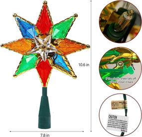 img 1 attached to 🌟 Colorful 8-Point Star Xmas Tree Topper with 10 Incandescent Fairy Mini Lights - Twinkle Star Lighted Christmas Tree Decorations for Holidays