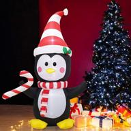 🐧 poptrend 5 foot inflatable christmas penguin with led lights - wacky, funny, colorful holiday yard decorations logo