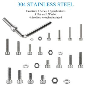 img 1 attached to 🔩 HanTof 720Pcs 18-8 Stainless Steel Hex Socket Head Cup Machine Screws Bolts Nuts and Flat Washers Assortment Set Kit with Wrenches - Bright Finish, Fully Threaded, Allen Hex Drive