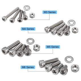 img 2 attached to 🔩 HanTof 720Pcs 18-8 Stainless Steel Hex Socket Head Cup Machine Screws Bolts Nuts and Flat Washers Assortment Set Kit with Wrenches - Bright Finish, Fully Threaded, Allen Hex Drive