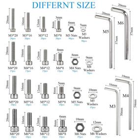 img 3 attached to 🔩 HanTof 720Pcs 18-8 Stainless Steel Hex Socket Head Cup Machine Screws Bolts Nuts and Flat Washers Assortment Set Kit with Wrenches - Bright Finish, Fully Threaded, Allen Hex Drive