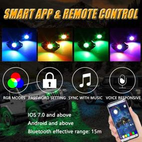 img 3 attached to 🚦 BEATTO 4 Pods RGB LED Rock Light Kits: Ultimate Control with Brake, Turn, Remote, and Simultaneous APP Access