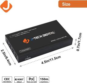 img 3 attached to 🔌 J-Tech Digital Long Range HDMI Extender Over Cat6 150m/492ft: HDBaseT 1080P Extender with PoC, Bi-Directional IR, Dolby Digital, DTS Support, EDID, CEC, & RS-232 Passthrough (JTECH-HDT150)