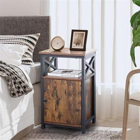 img 1 attached to VECELO Modern End Side Table with Storage Cabinet - Large Capacity Bedside Nightstand for Living Room, Bedroom, Office - Easy to Assemble - Set of 2 - Antique Brown (2 Set)