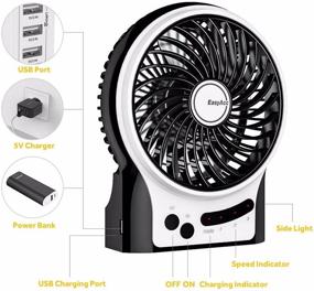 img 1 attached to EasyAcc Portable Handheld Battery Fan - Rechargeable Table Fan with 2600mAh Battery, Adjustable 3 Speeds, Internal & Side Light - Ideal for Traveling, Camping - Black