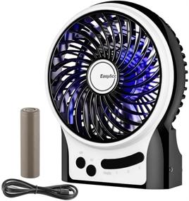 img 4 attached to EasyAcc Portable Handheld Battery Fan - Rechargeable Table Fan with 2600mAh Battery, Adjustable 3 Speeds, Internal & Side Light - Ideal for Traveling, Camping - Black