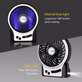 img 2 attached to EasyAcc Portable Handheld Battery Fan - Rechargeable Table Fan with 2600mAh Battery, Adjustable 3 Speeds, Internal & Side Light - Ideal for Traveling, Camping - Black