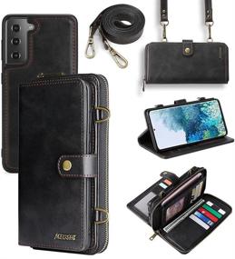 img 4 attached to QIXIU Compatible Galaxy S21 Wallet Case with Card Holder and Kickstand – Magnetic Detachable 2-in-1 Leather Flip Cover for Enhanced Protection and Multifunctional Cross Body Use (Black)