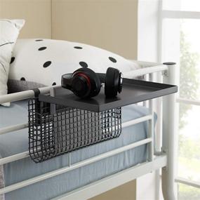 img 4 attached to Space-Saving Metal Bunk Bed Shelf with Storage Basket - Walker Edison Universal 14 Inch Gunmetal for Kids Bedroom