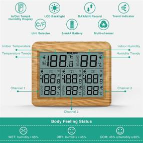 img 1 attached to ORIA Indoor Outdoor Thermometer With 3 Wireless Sensors Kitchen & Dining