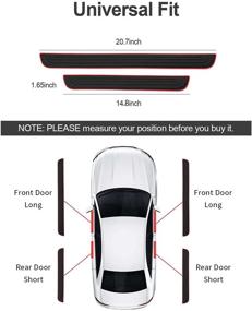img 3 attached to 🚗 HOCHELSO Car Door Sill Plate Protectors - 4pcs Universal Front/Rear Scuff Guards, Scratch-Resistant PVC Rubber, Black Red