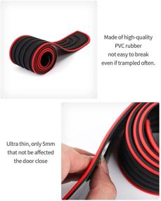 img 1 attached to 🚗 HOCHELSO Car Door Sill Plate Protectors - 4pcs Universal Front/Rear Scuff Guards, Scratch-Resistant PVC Rubber, Black Red