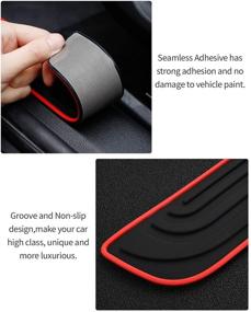 img 2 attached to 🚗 HOCHELSO Car Door Sill Plate Protectors - 4pcs Universal Front/Rear Scuff Guards, Scratch-Resistant PVC Rubber, Black Red