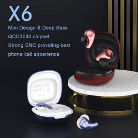 img 2 attached to 🎧 Tiny Red Bluetooth Wireless Earbuds: Deep Bass, Dual Mic, ENC Noise Cancelling, 3D Stereo Sound, Crystal Clear Phone Calls, Type C Fast Charging