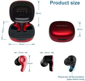 img 3 attached to 🎧 Tiny Red Bluetooth Wireless Earbuds: Deep Bass, Dual Mic, ENC Noise Cancelling, 3D Stereo Sound, Crystal Clear Phone Calls, Type C Fast Charging