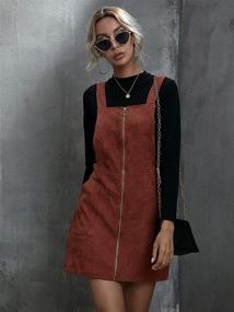 img 2 attached to 👗 Verdusa Women's Corduroy Overall Dress with Zip-Up Pockets - A-Line Pinafore Style