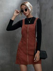 img 1 attached to 👗 Verdusa Women's Corduroy Overall Dress with Zip-Up Pockets - A-Line Pinafore Style