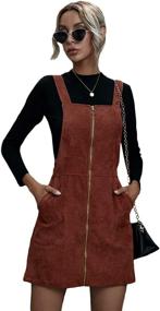 img 4 attached to 👗 Verdusa Women's Corduroy Overall Dress with Zip-Up Pockets - A-Line Pinafore Style