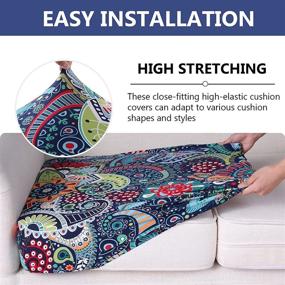 img 1 attached to 🛋️ hyha Printed Sofa Couch Cushion Covers: Elasticized Furniture Protector & Slipcover - Soft Flexibility for Replacement Couch Seat Covers (Large, Paisley)